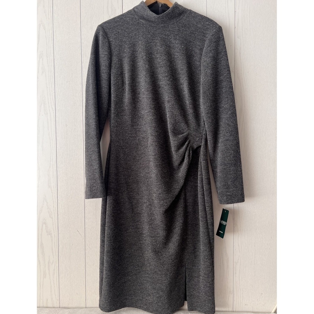 NEW Ralph Lauren Tweed Texture Sheath Dress Mock Neck 12 Polo NWT $159‎